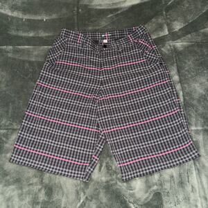Lululemon Golf Shorts Men's 30 Gray Pink Gingham Plaid Pockets Nylon Casual